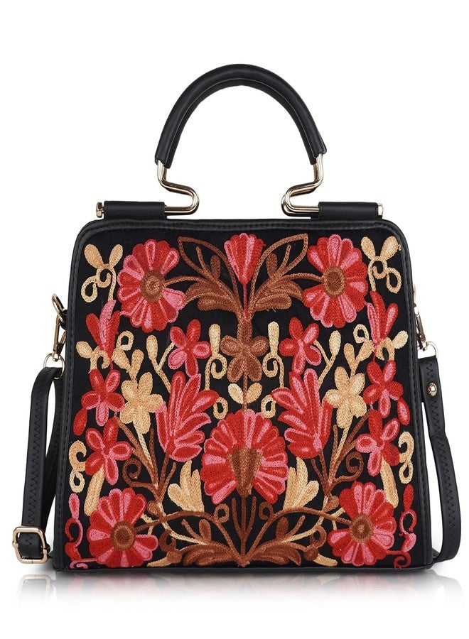 EVEDA Synthetic Leather Stylish Trendy Design Shoulder Crossbody Hobo Women Handbag (Black) - Image 1